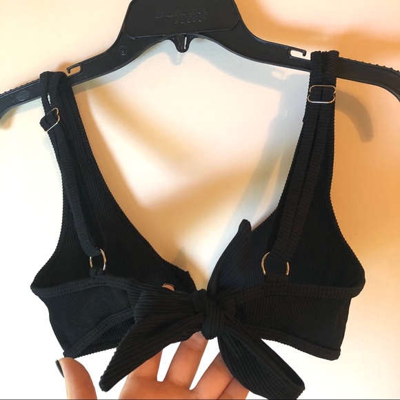 Black Zaful V-wired Ribbed Bikini Swimsuit - Picture 11 of 12